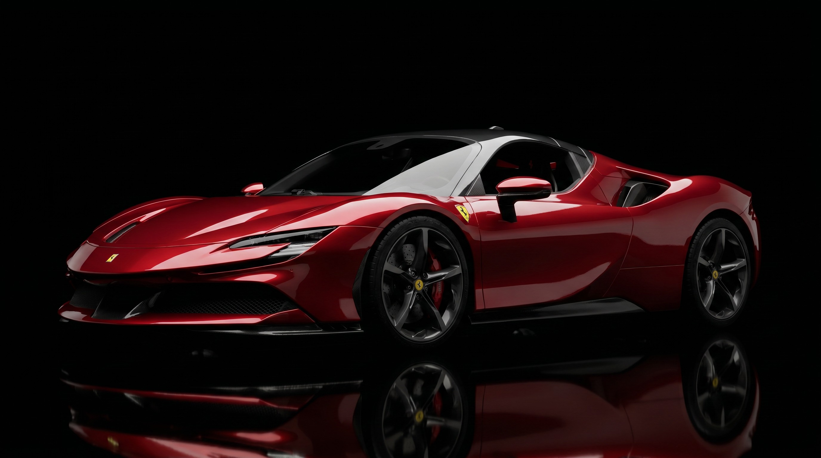 Ferrari SF90 silhouette against the environment