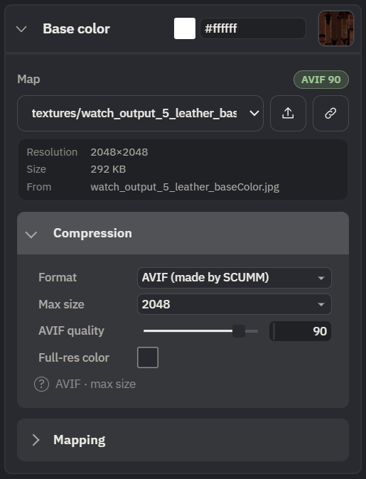 Texture compression in the editor